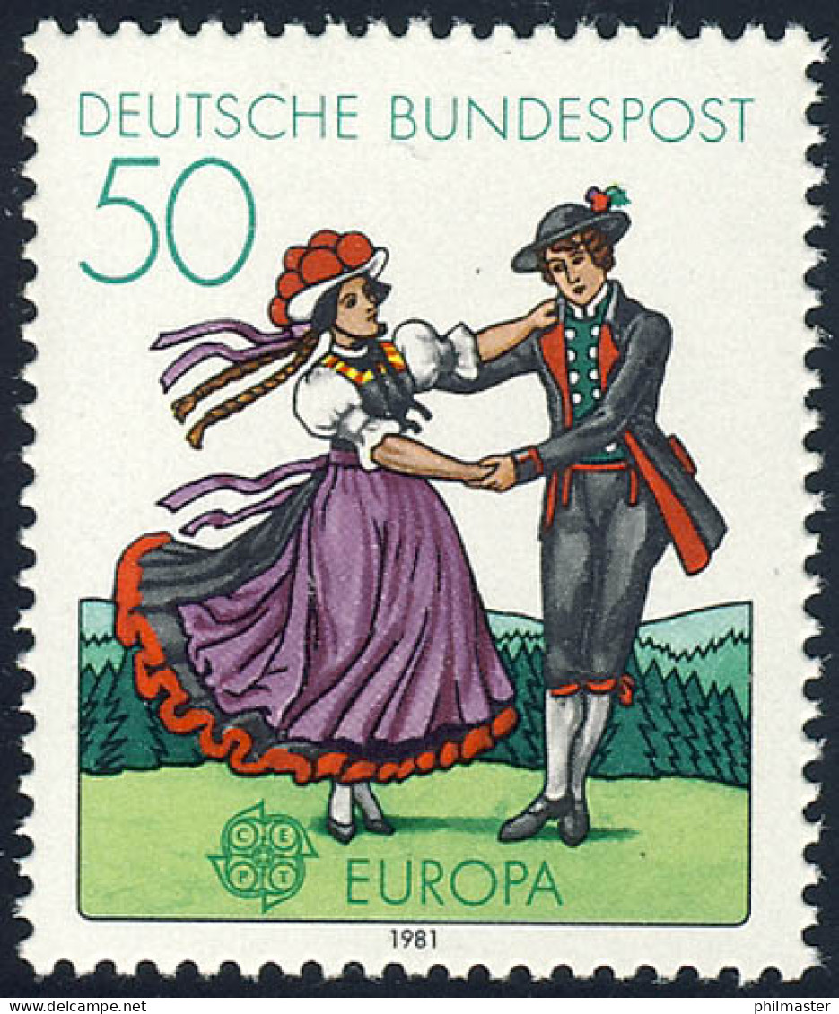 1096 Europa Schwarzwälder Tracht 50 Pf ** - Unused Stamps