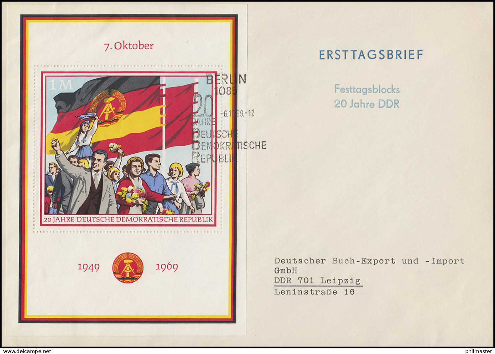 Block 29 Jahrestag 20 Jahre DDR 1969 Auf Schmuck-FDC Buch-Export ESSt Berlin  - Covers & Documents