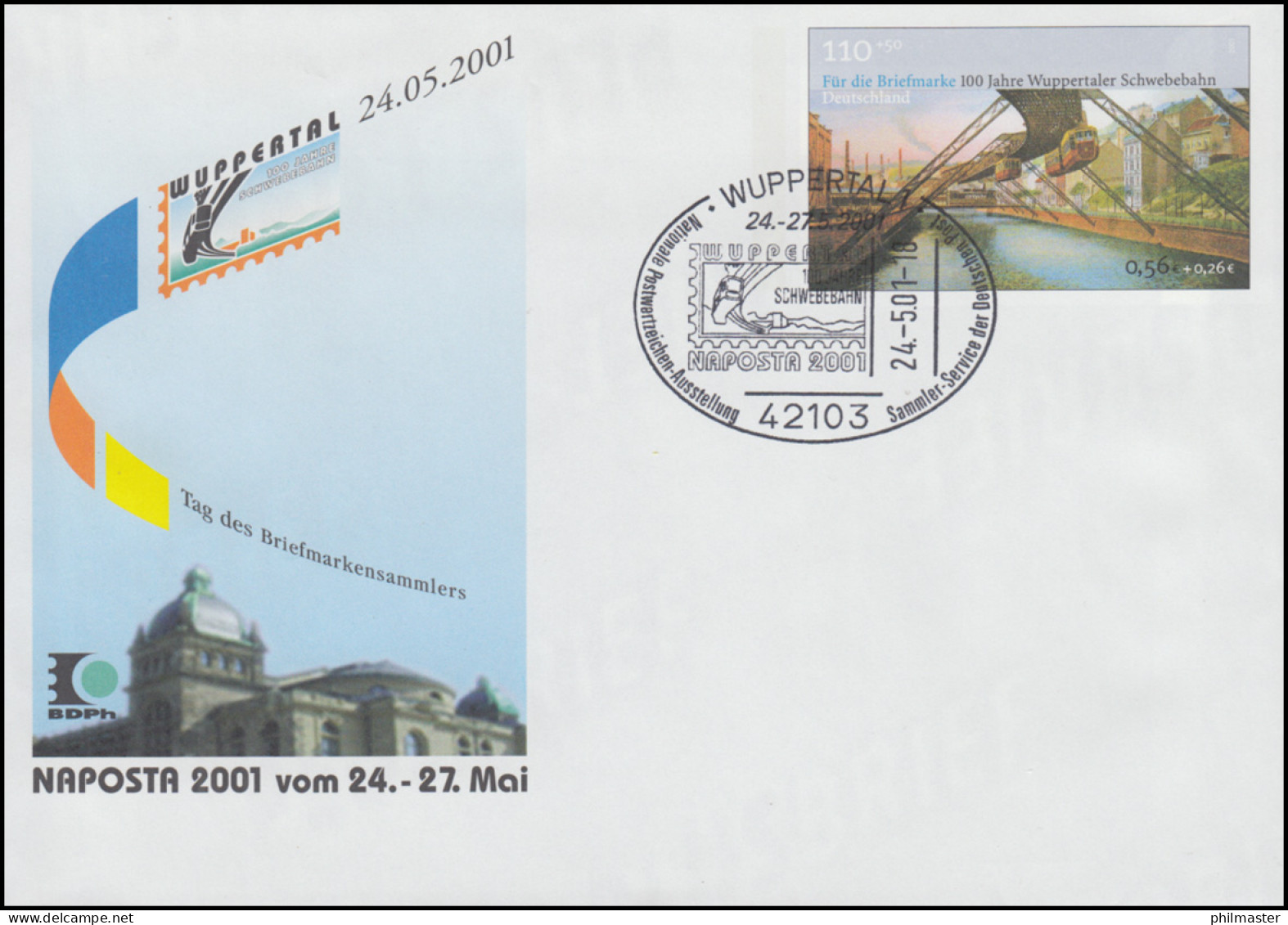 USo 28 NAPOSTA Wuppertaler Schwebebahn 2001, ESSt Wuppertal Schwebebahn 24.5.01 - Umschläge - Ungebraucht