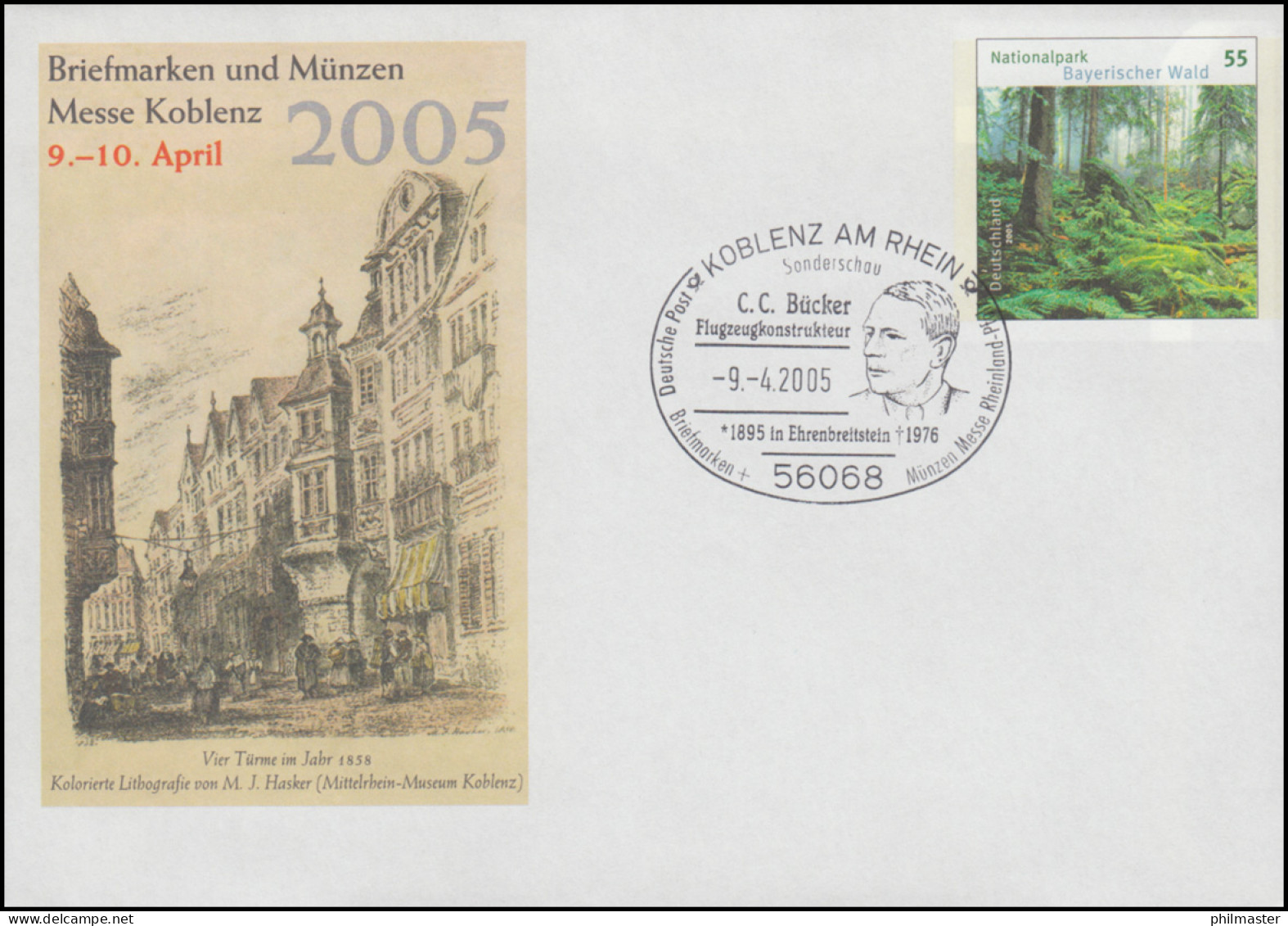 USo 91 Messe Koblenz 2005, SSt Koblenz Flugzeugkonstukteur C.C. Bücker 09.04.05 - Covers - Mint