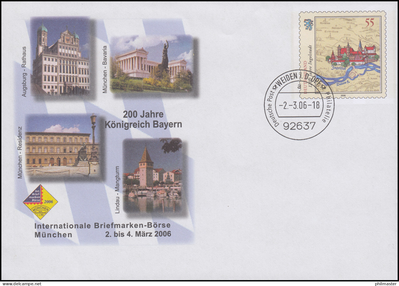 USo 113 Messe München - 200 Jahre Königreich Bayern 2006, VS-O Weiden 2.3.06 - Briefomslagen - Ongebruikt