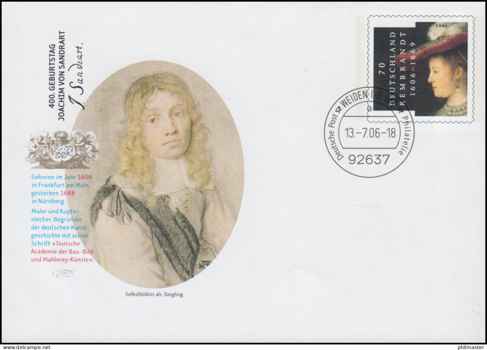 USo 119 Sandrart / Rembrandt 2006, VS-O Weiden 13.7.06 - Covers - Mint