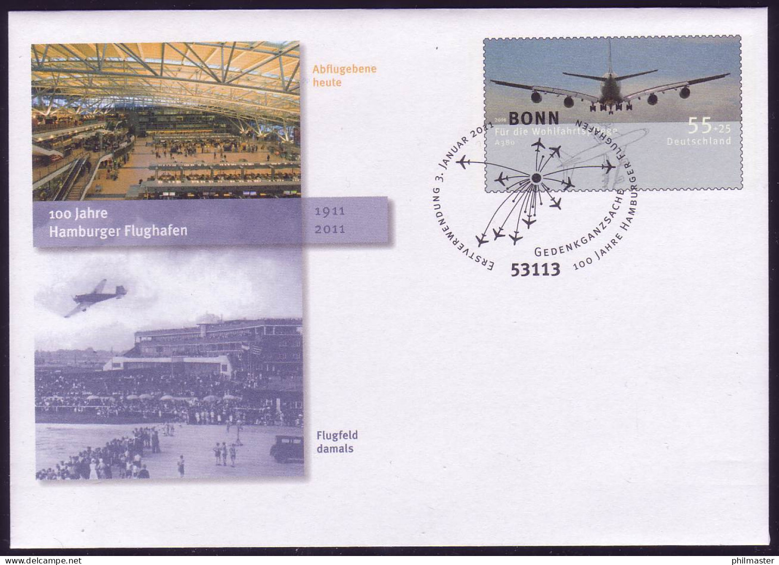 USo 224 Hamburger Flughafen 2011, EV-O Bonn 3.1.2011 - Covers - Mint