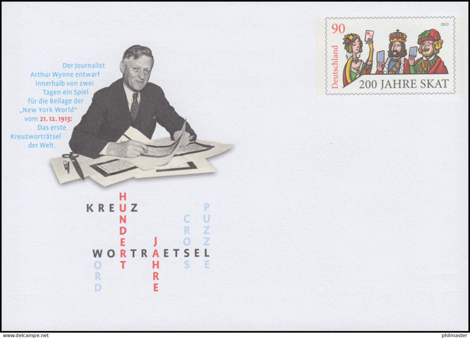 USo 304 Kreuzworträtsel Arthur Wynne Und Skat 2013, ** - Briefomslagen - Ongebruikt