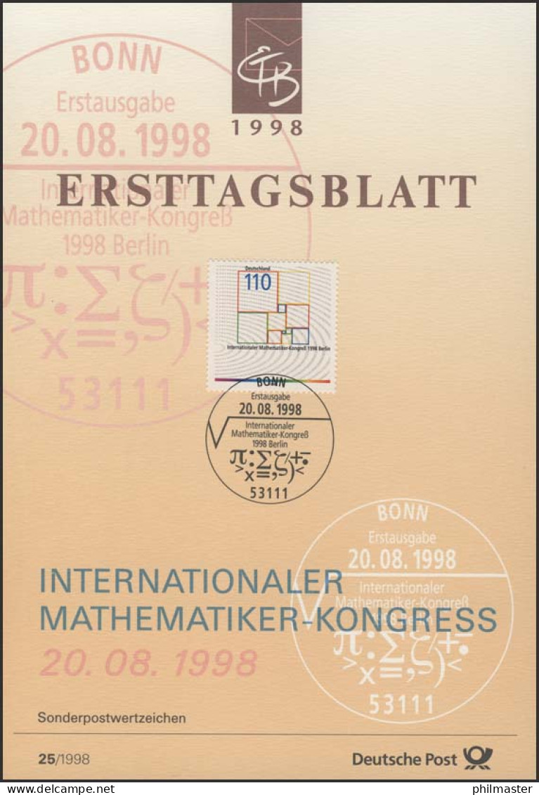 ETB 25/1998 Mathematikerkongreß, Berlin - 1991-2000