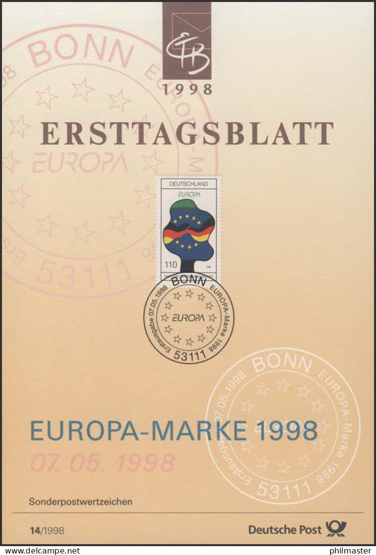 ETB 14/1998 Europa, Feiertage, Tag Der Dt. Einheit - 1991-2000