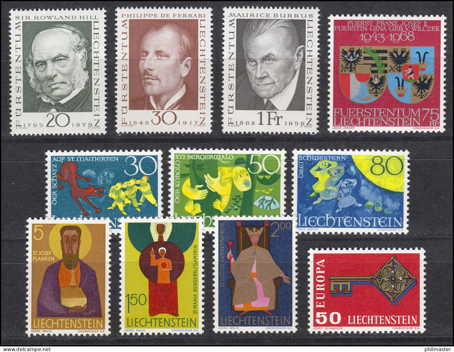 495-505 Liechtenstein Jahrgang 1968 Komplett, Postfrisch - Ungebraucht