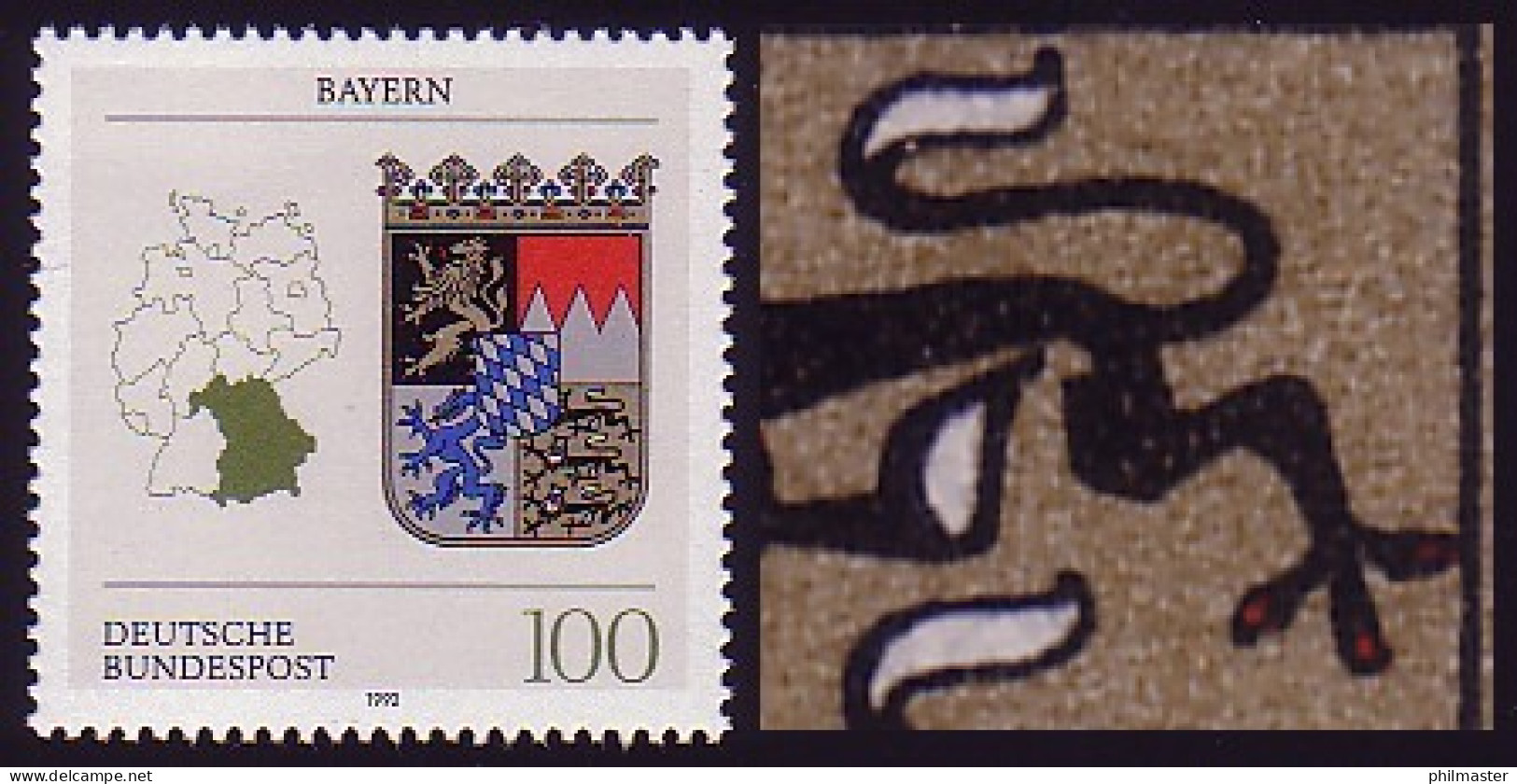 1587 Bayern Mit PLF Kerbe Im Oberschenkel, Feld 8, ** - Variétés Et Curiosités