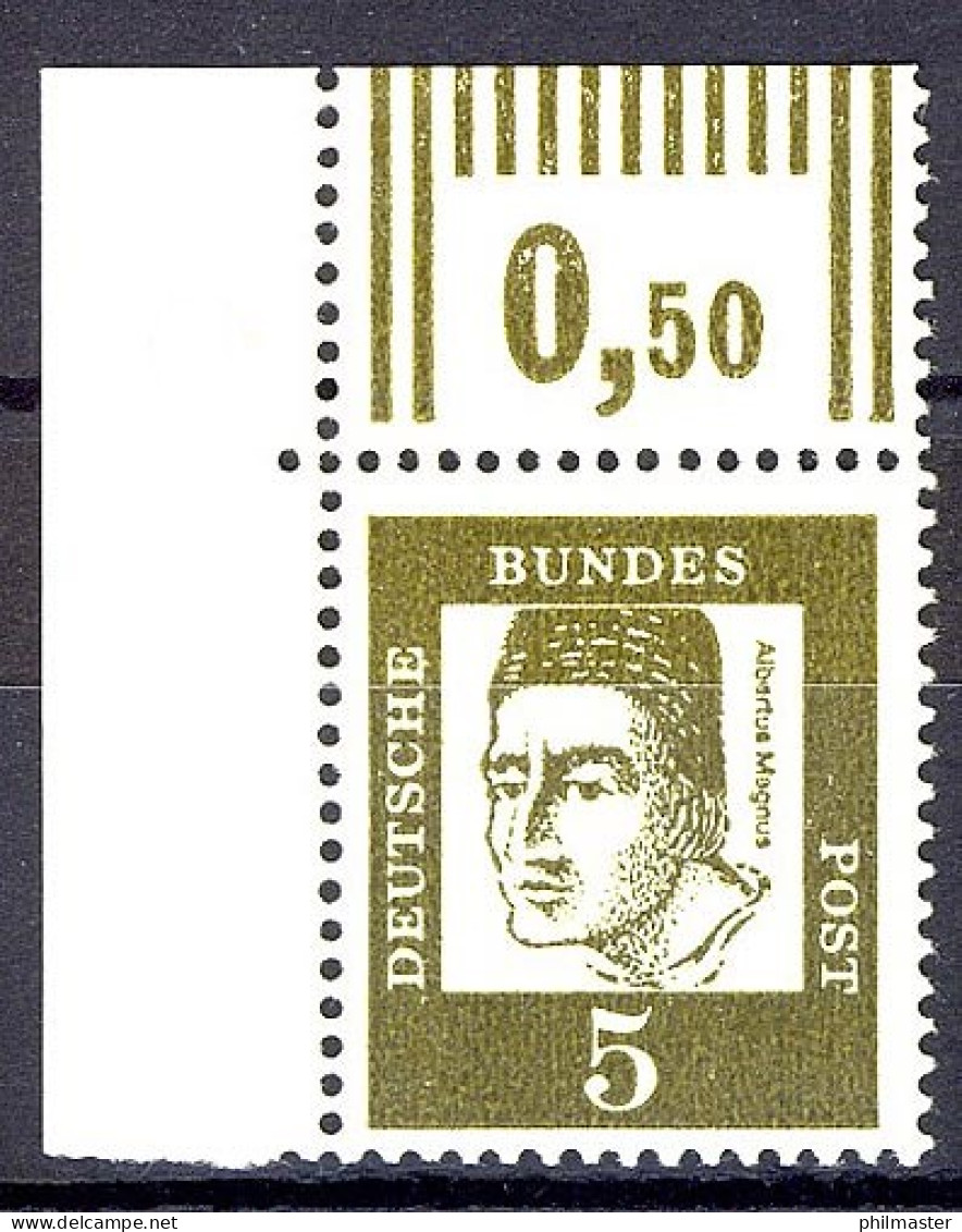 347yII Bed. Deutsche 5 Pf Dicke Walzenstriche Ecke Ol ** Postfrisch - Unused Stamps