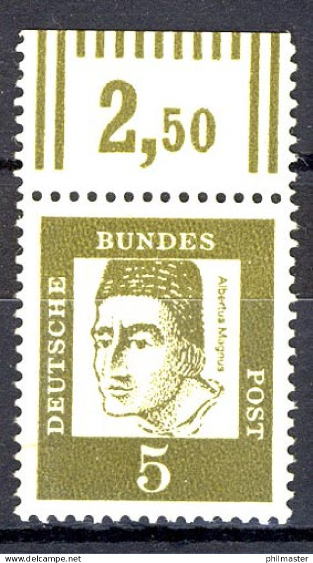 347yII Bed. Deutsche 5 Pf Dicke Walzenstriche Oberrand ** Postfrisch - Unused Stamps