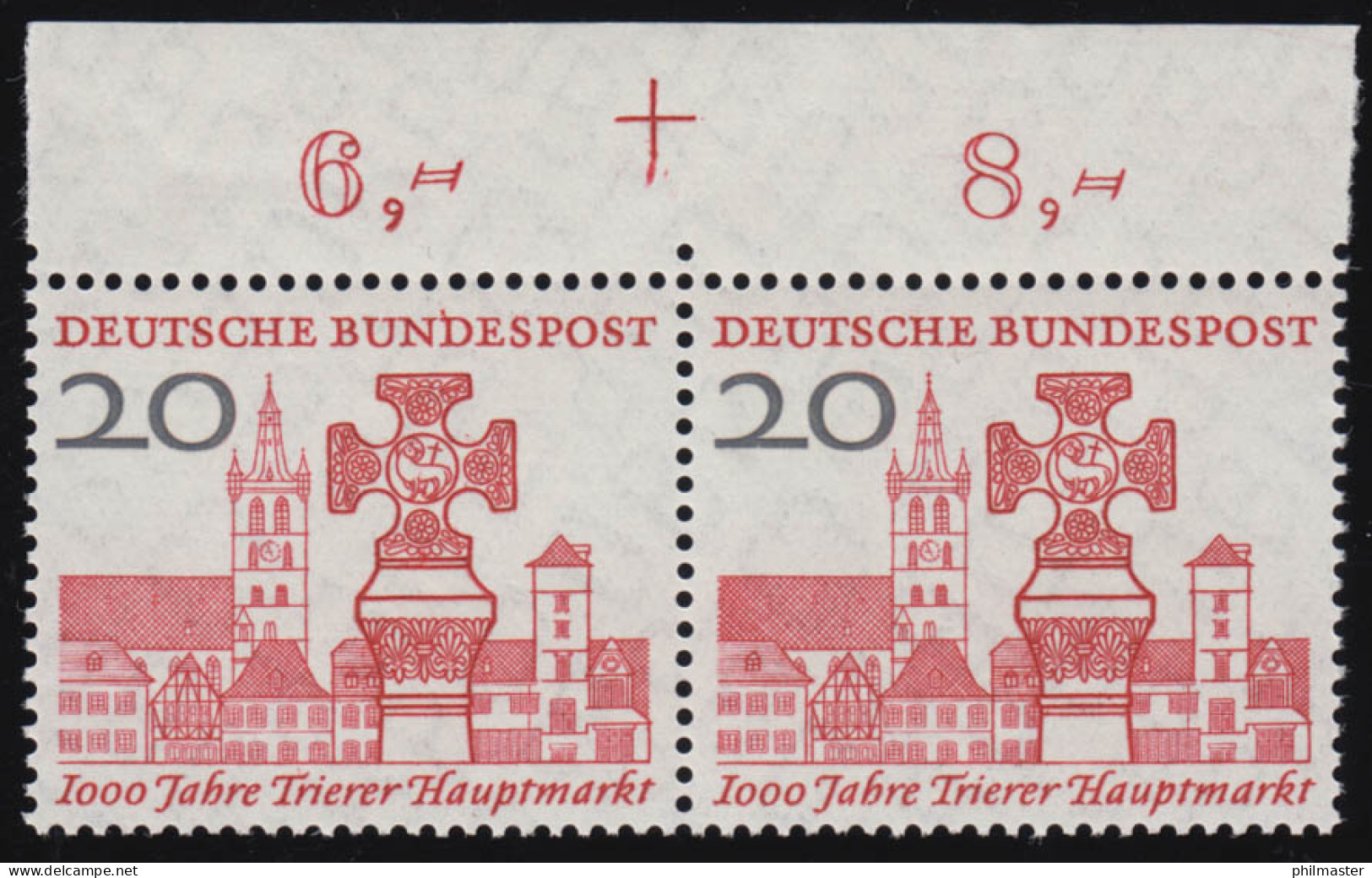 290 Trierer Hauptmarkt ** Passerkreuz, Oberrand-Paar - Unused Stamps