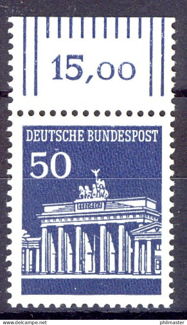 509 Brandenb. Tor 50 Pf Oberrand ** Postfrisch - Neufs