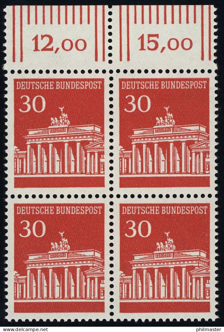 508 Brandenb. Tor 30 Pf OR-Viererbl. ** Postfrisch - Neufs