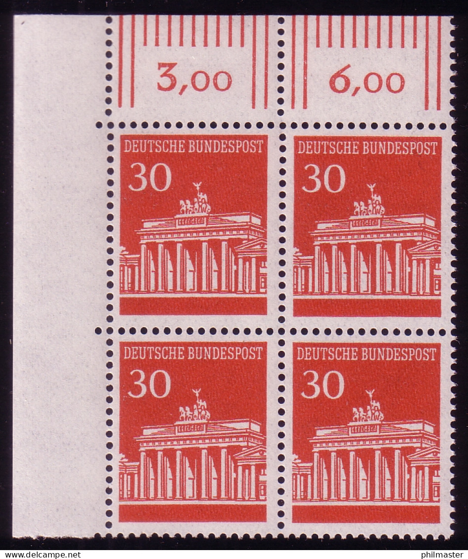 508 Brandenb. Tor 30 Pf Eck-Vbl. Ol ** Postfrisch - Unused Stamps