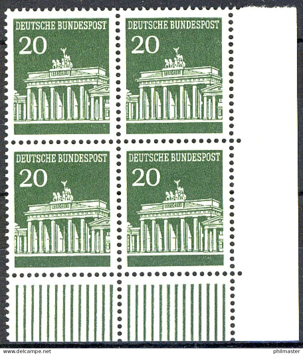 507 Brandenb. Tor 20 Pf Eck-Vbl. Ur ** Postfrisch - Nuevos