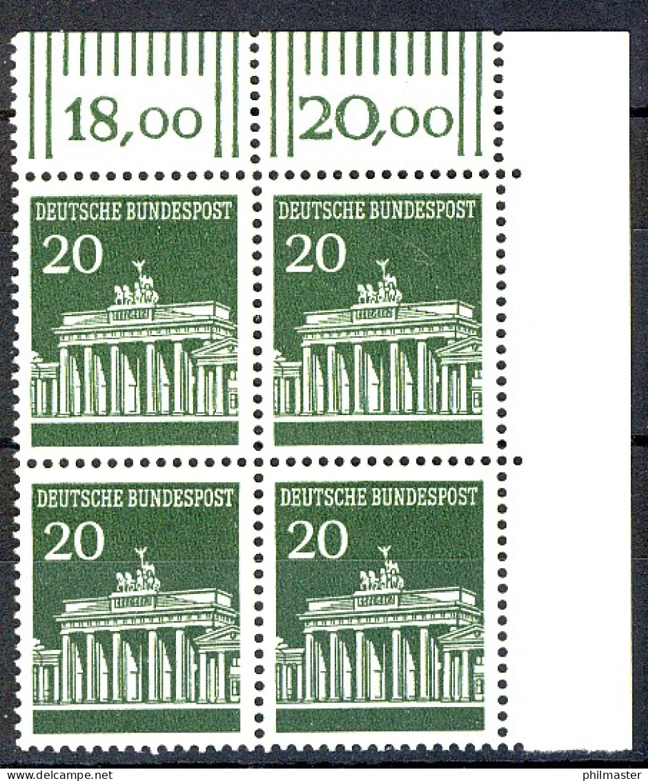 507 Brandenb. Tor 20 Pf Eck-Vbl. Or ** Postfrisch - Unused Stamps