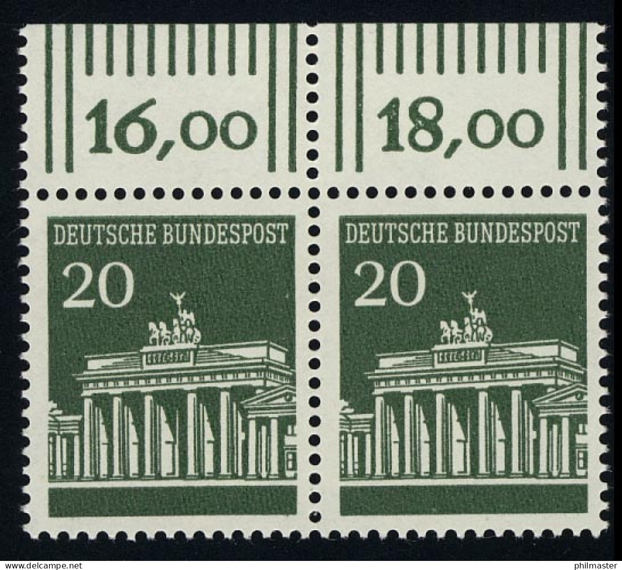 507 Brandenb. Tor 20 Pf Paar OR ** Postfrisch - Nuevos