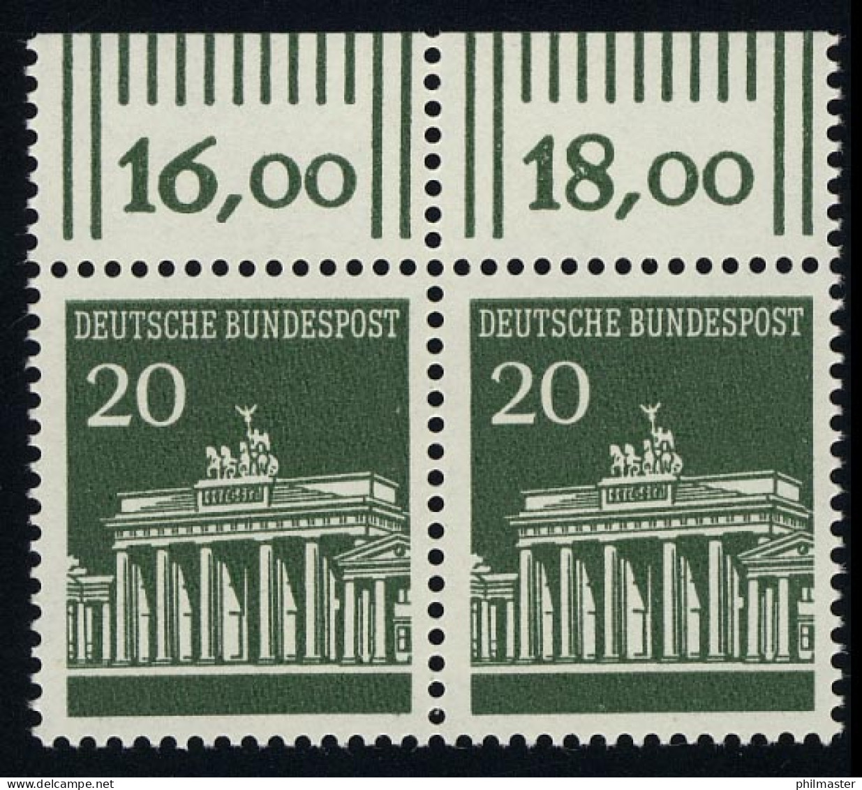 507 Brandenb. Tor 20 Pf Paar OR ** Postfrisch - Unused Stamps