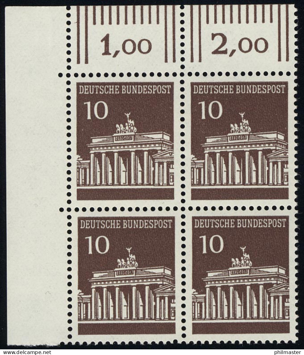 506 Brandenb. Tor 10 Pf Eck-Vbl. Ol ** Postfrisch - Nuevos