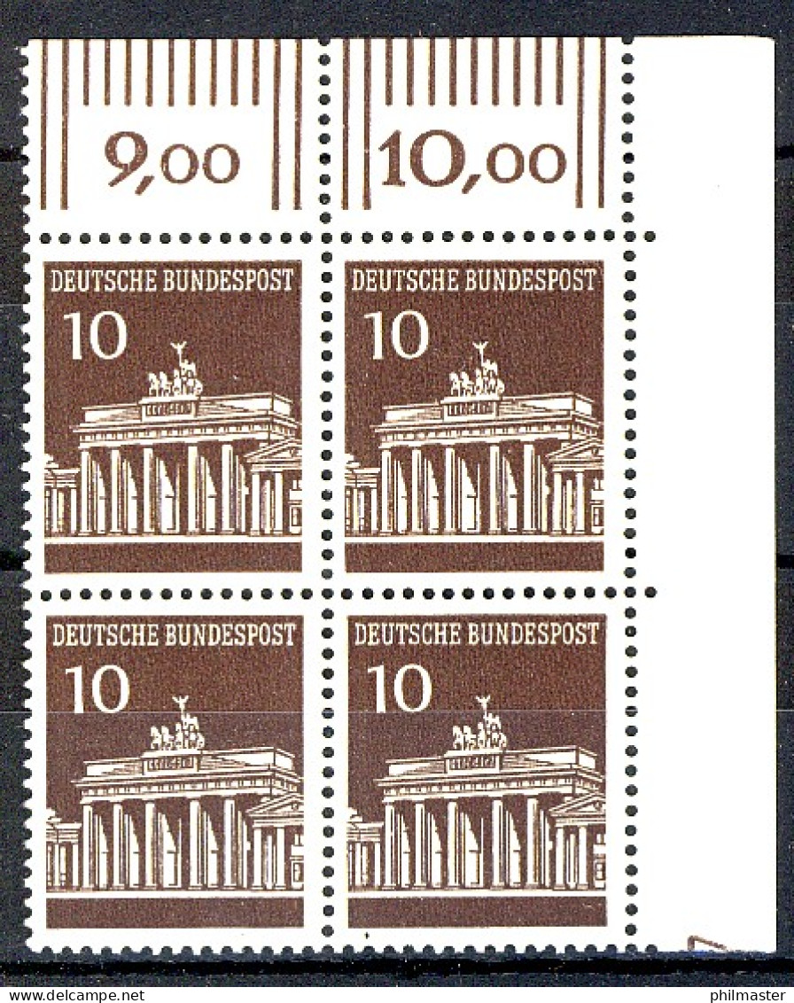 506 Brandenb. Tor 10 Pf Eck-Vbl. Or ** Postfrisch - Nuovi