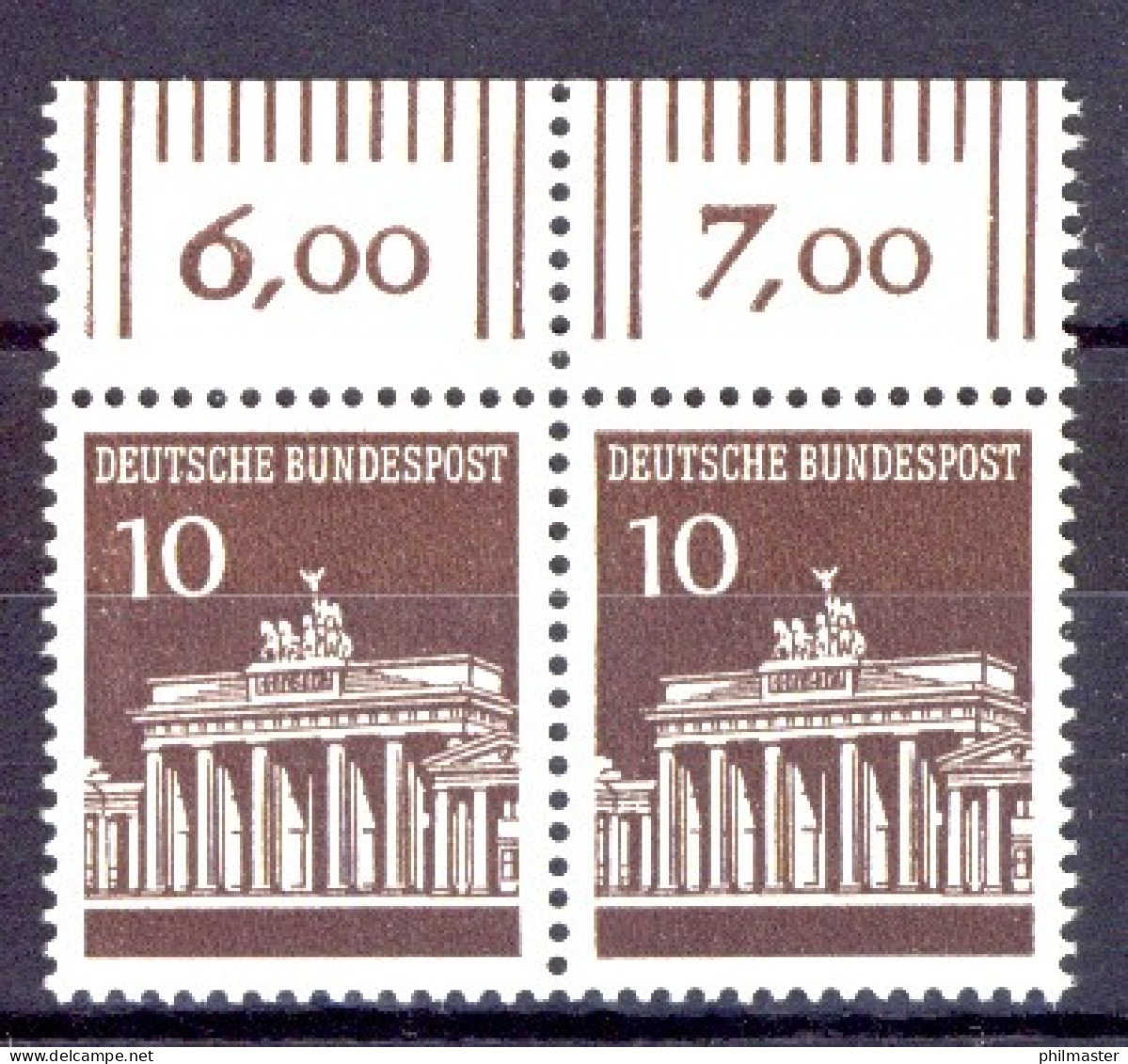 506 Brandenb. Tor 10 Pf Paar OR ** Postfrisch - Unused Stamps