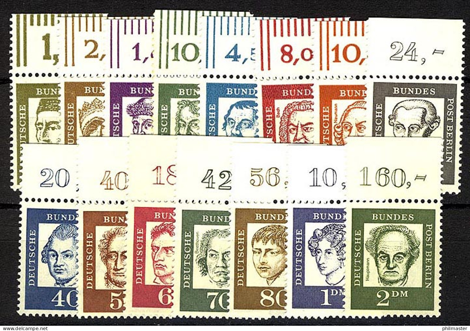 199-213 Bedeutende Deutsche, Oberrand-Satz ** - Unused Stamps