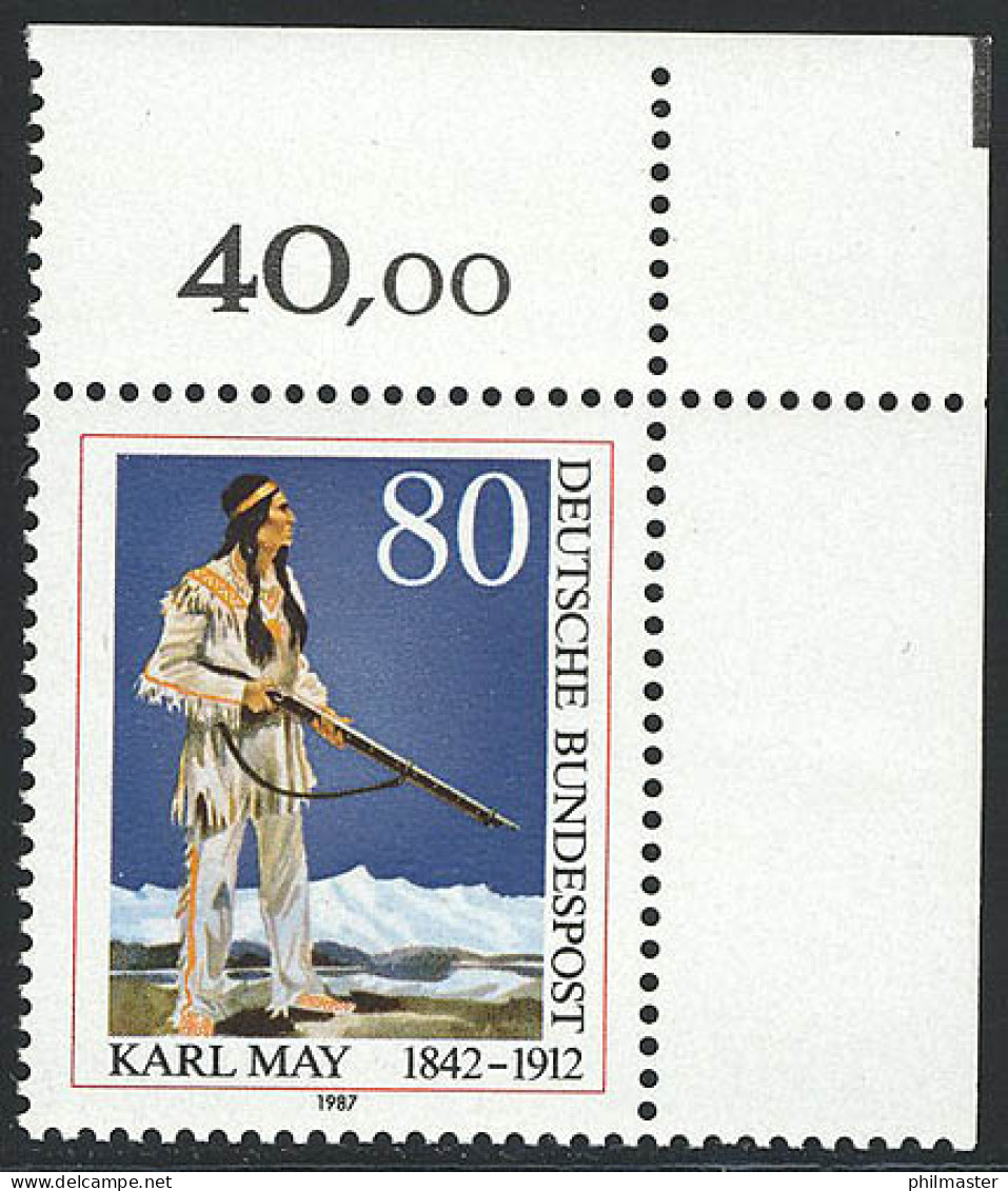 1314 Karl May ** Ecke O.r. - Unused Stamps