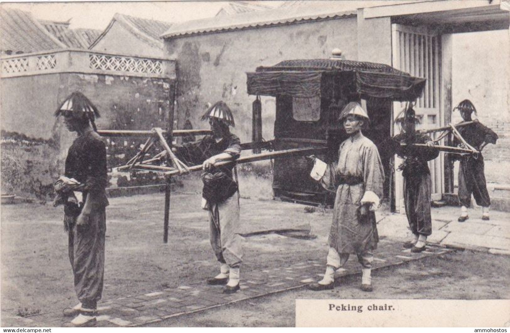 CHINA POSTCARD PEKING BEIJING PEKING CHAIR USED 1906 GUERNSEY CHANNEL ISLANDS - Cina