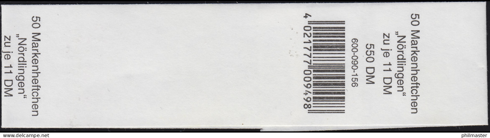 37 MH Nördlingen -  Banderole Für 50 Markenheftchen - 1971-2000