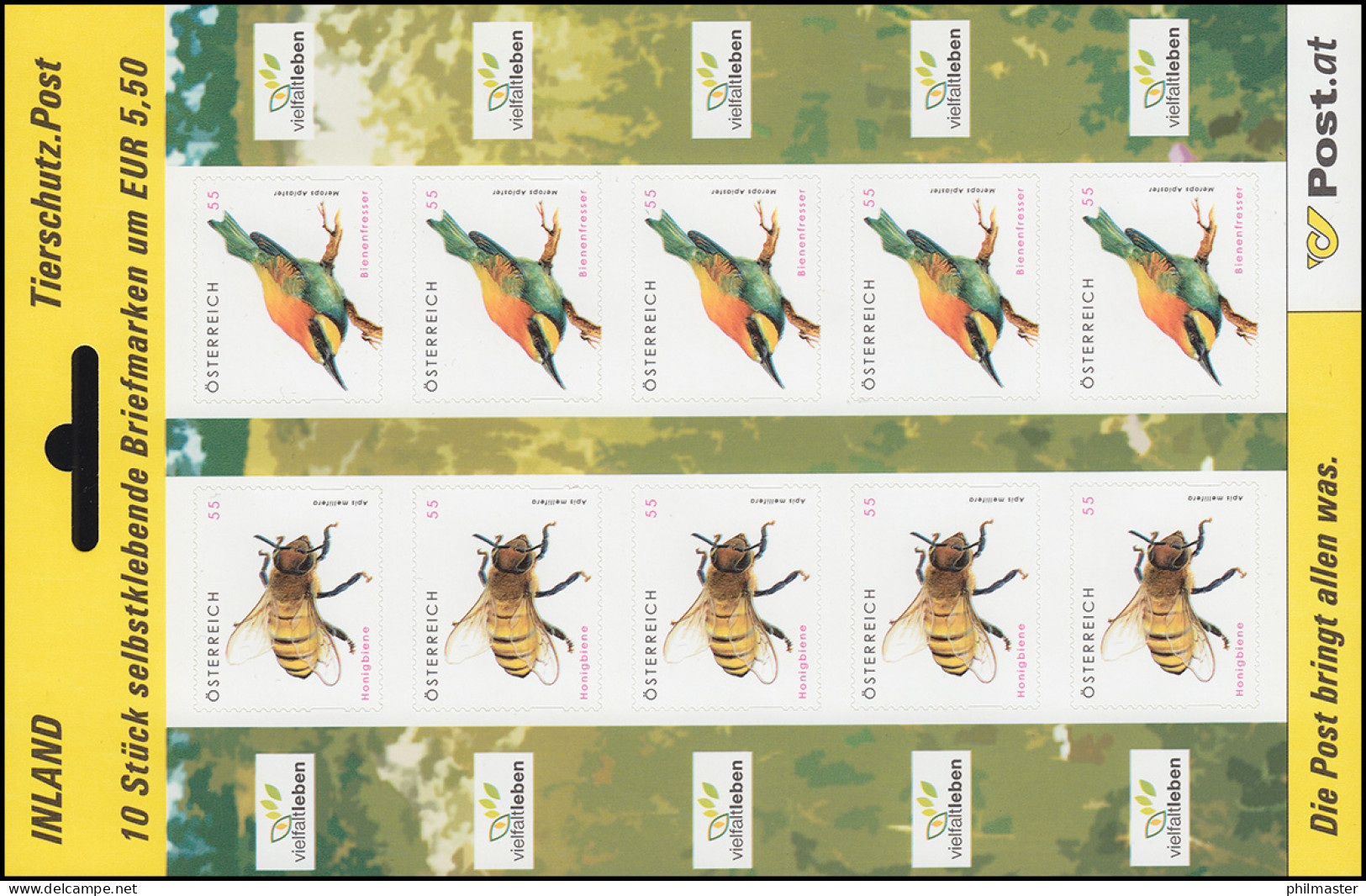 2819-2820 Tierschutz: Honigbiene Und Bienenfresser, Folienblatt, ** - Neufs