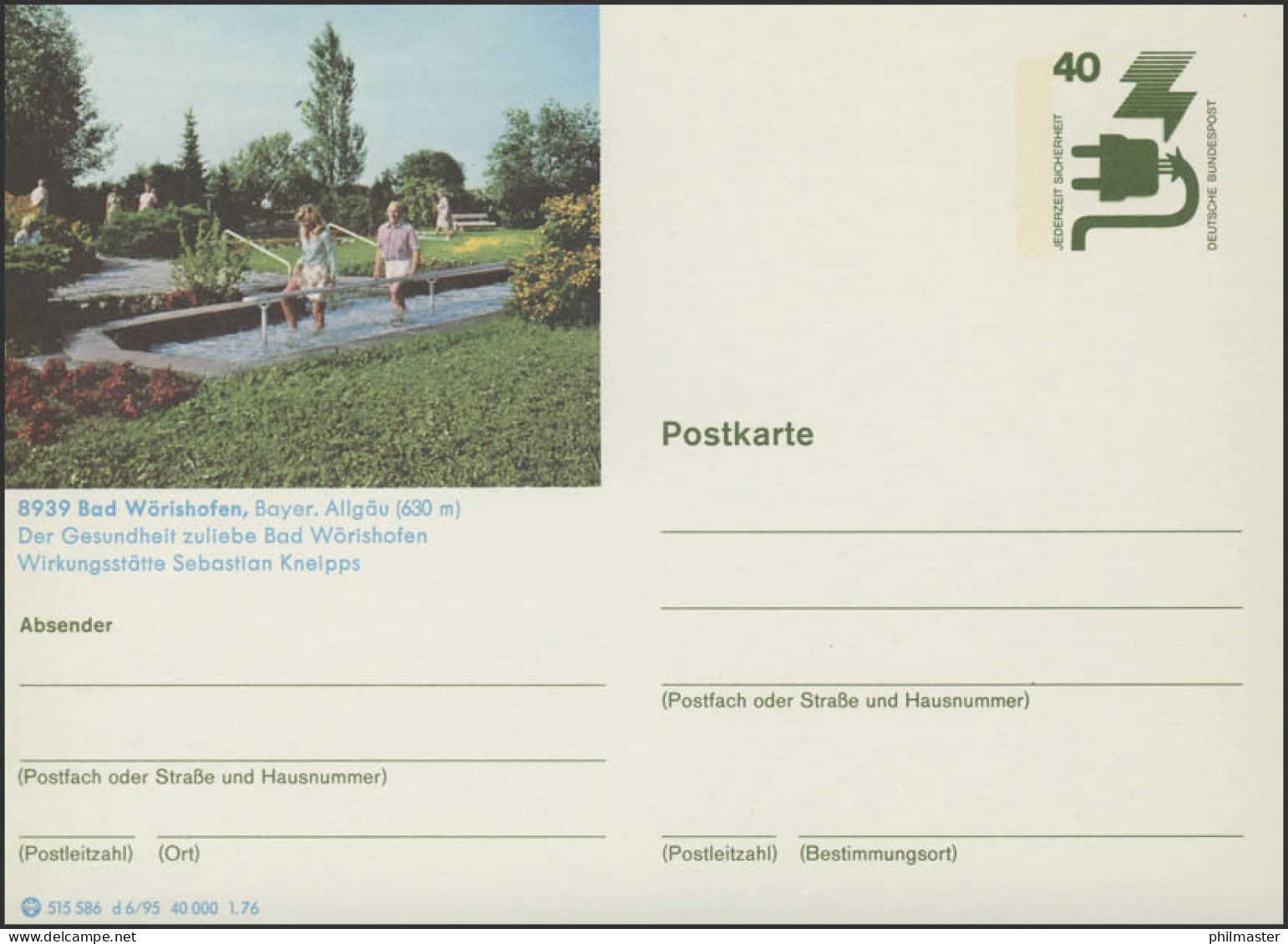 P120-d6/095 8939 Bad Wörishofen, Kneipp-Kuren, ** - Cartes Postales Illustrées - Neuves