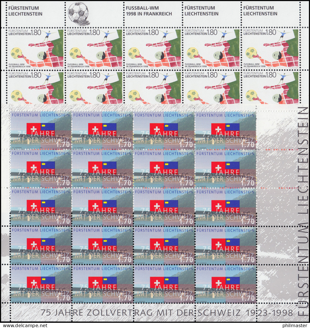 1171-1172 Ereignisse 1998: Zollvertrag Und Fußball-WM, Kleinbogen-Satz **  - Unused Stamps