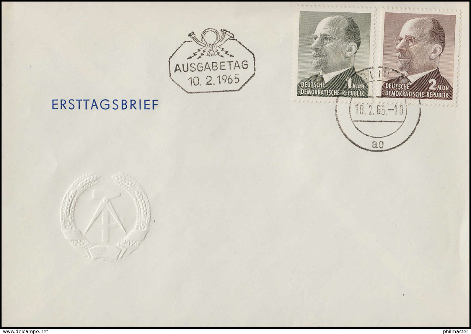 1087-1088 Ulbricht 1 MDN Und 2 MDN Als Satz Auf Schmuck-FDC ET-O BERLIN 10.2.65 - Covers & Documents