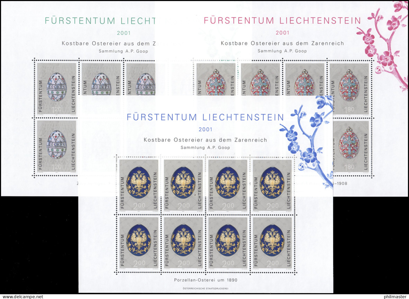 1259-1261 Ostereier Aus Dem Zarenreich 2001, 3 Werte, Kleinbogen-Satz **  - Unused Stamps