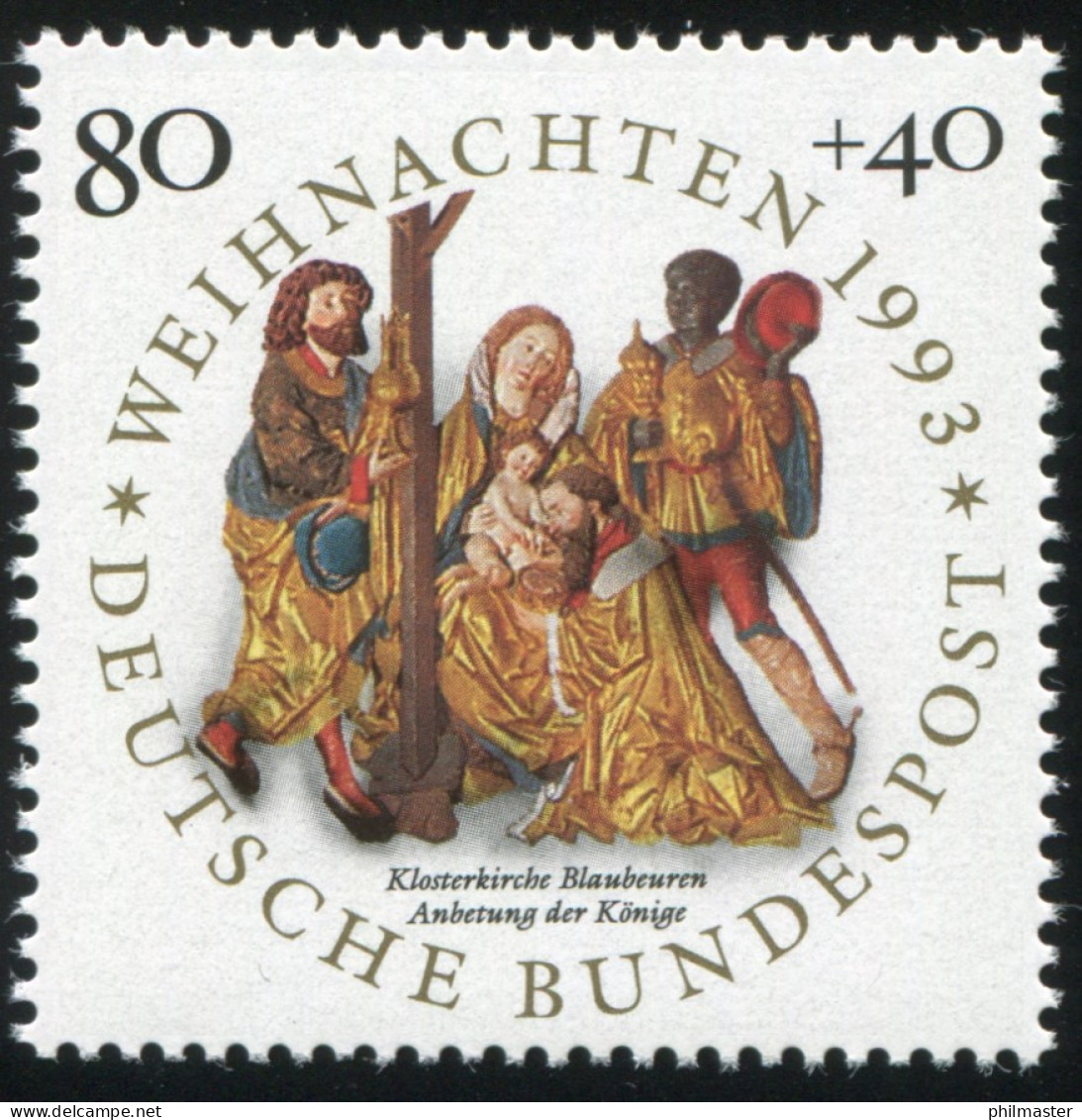 1707 Weihnachten 80 Pf Mit PLF Kleiner Punkt Neben T Von DEUTSCHE, Feld 1, ** - Abarten Und Kuriositäten