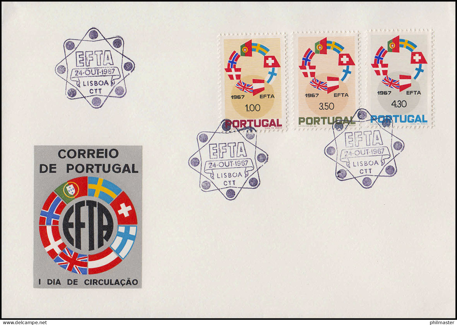 Portugal 1043-1045 EFTA - Freihandelszone 1967 - Satz Auf Schmuck-FDC 24.10.67 - Idee Europee