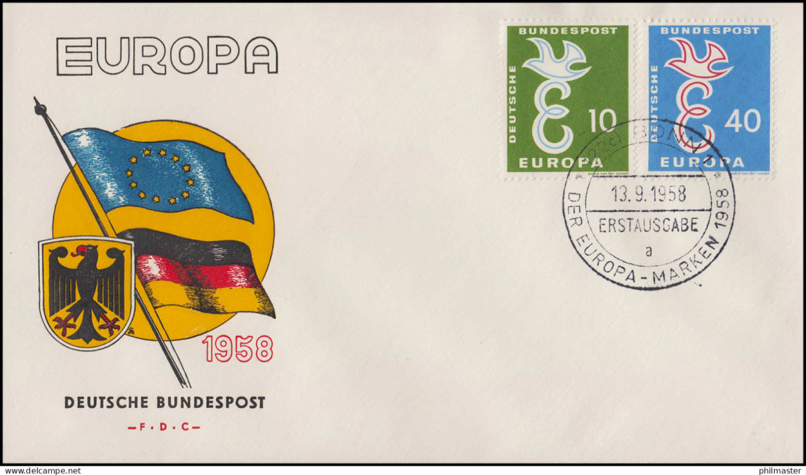 Deutschland 295-296 CEPT Europa 1958 - Satz Auf Schmuck-FDC ESSt Bonn 13.9.58 - Otros & Sin Clasificación