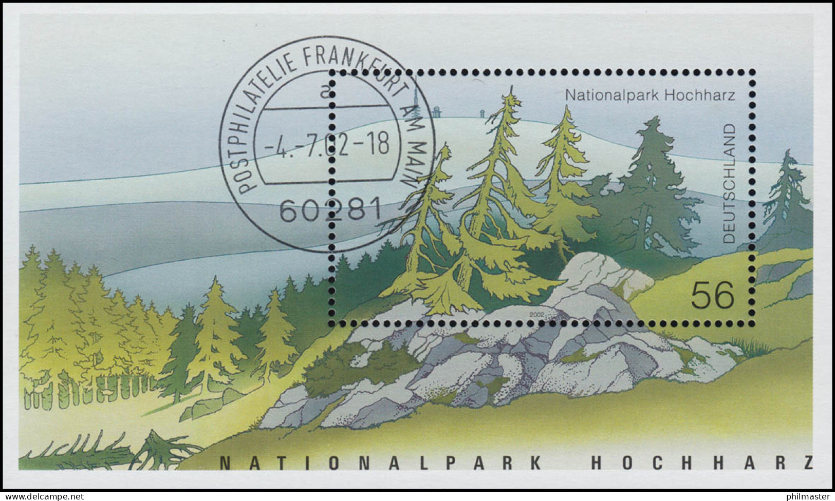 Block 59 Nationalpark Hochharz & Brocken 2002, VS-O Frankfurt/Main  4.7.2002 - Used Stamps