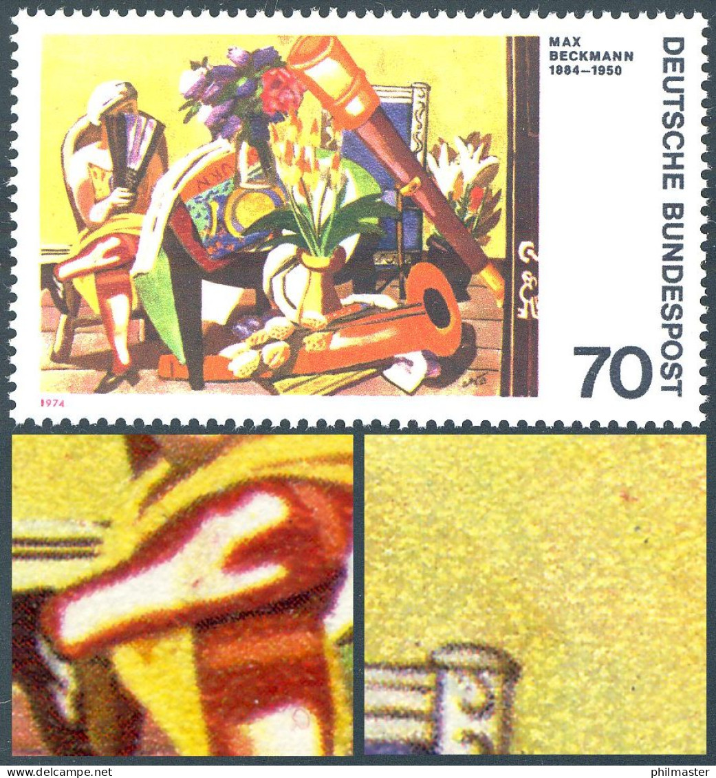 822 Beckmann: Doppel-PLF Roter Fleck Und Roter Strich, Feld 24, ** - Variétés Et Curiosités