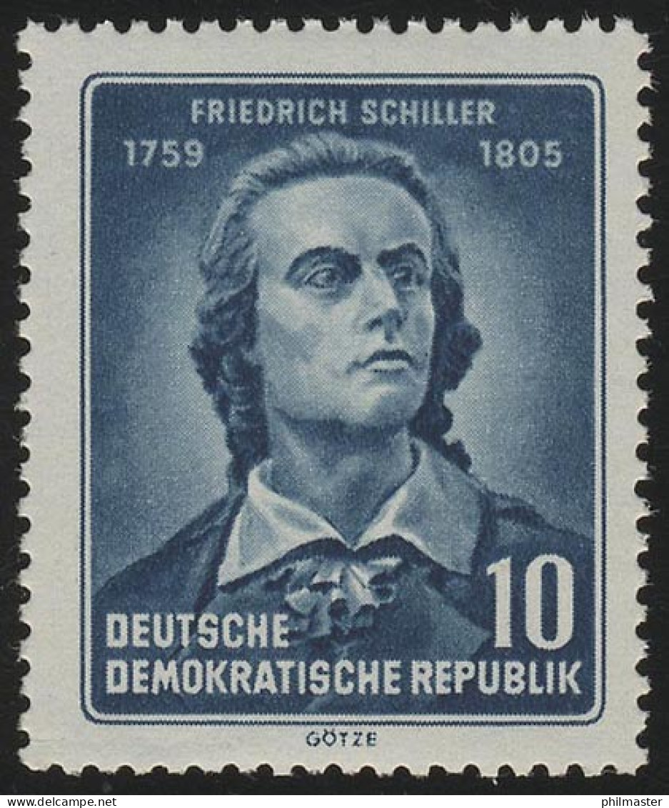 465A Friedrich Schiller 10 Pf, Gezähnt, ** Postfrisch - Neufs