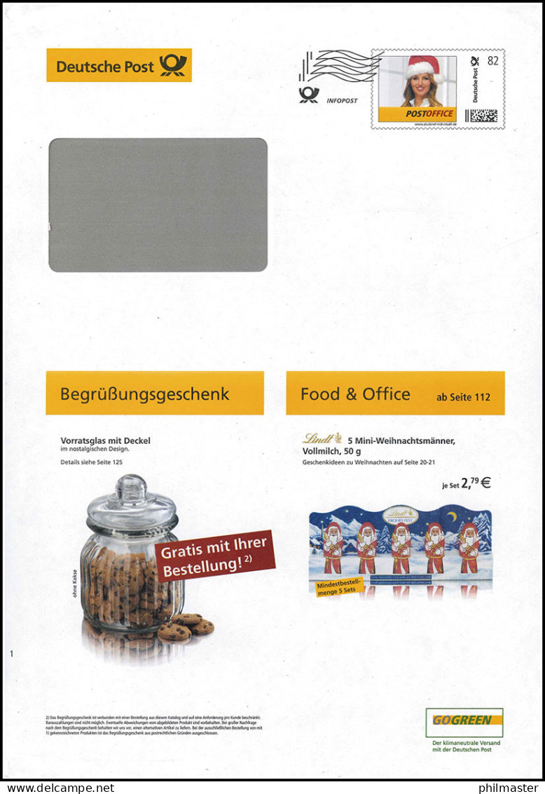 Plusbrief EAI B 85/7 Infopost Frauenportrait 82 Cent Weihnachtsmänner 2015 - Enveloppes - Neuves