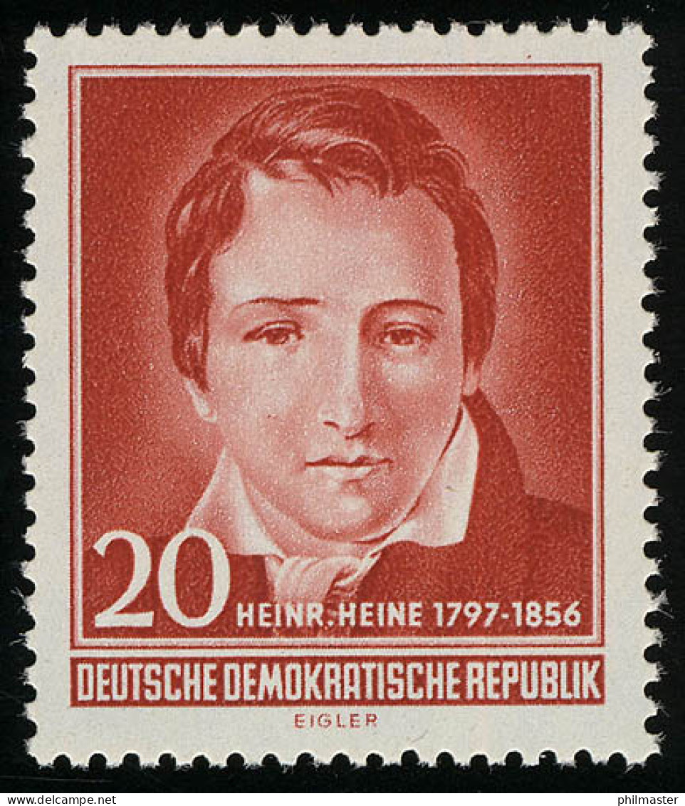 517 YII Heinrich Heine 20 Pf Wz.2 YII ** Postfrisch - Unused Stamps