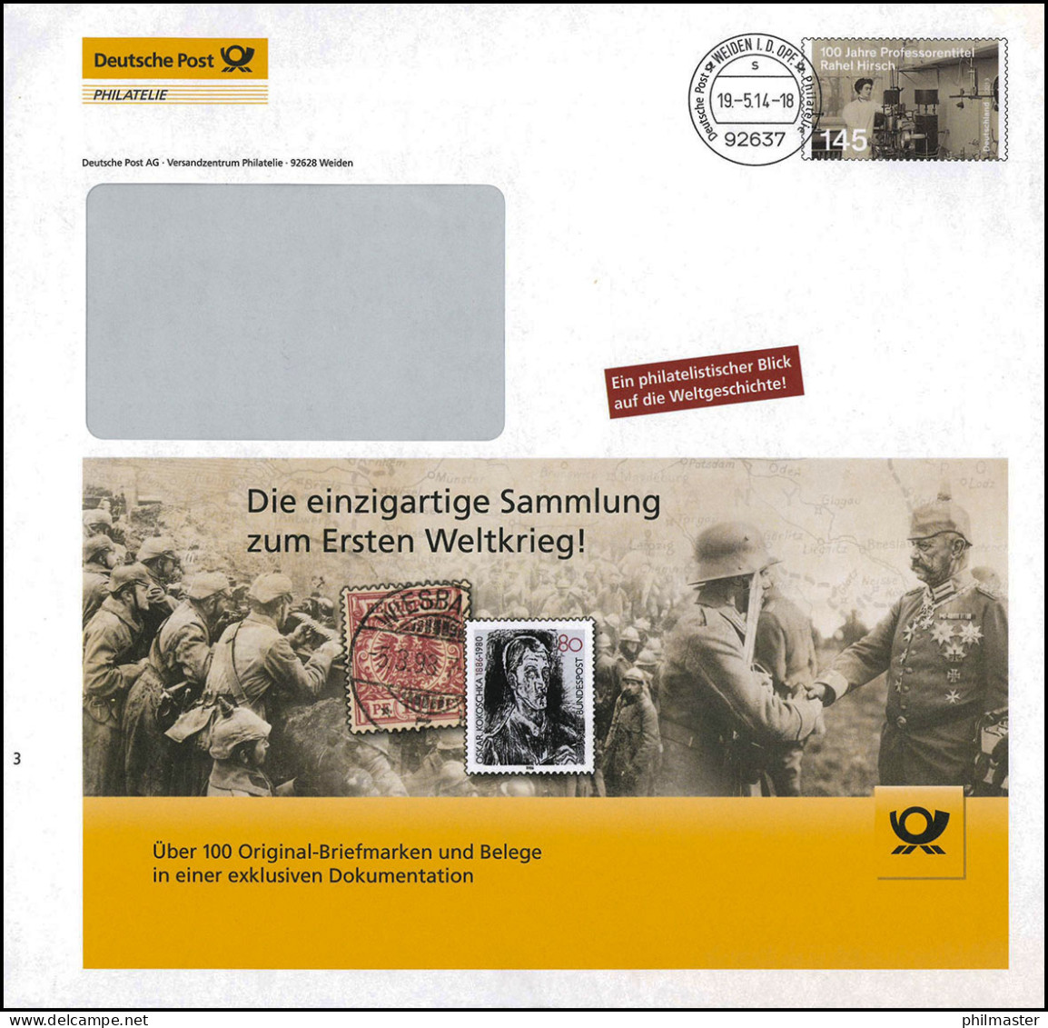 Plusbrief F 678 Rahel Hirsch 145 Cent Sammlung Erster Weltkrieg WEIDEN 19.5.14 - Sobres - Nuevos