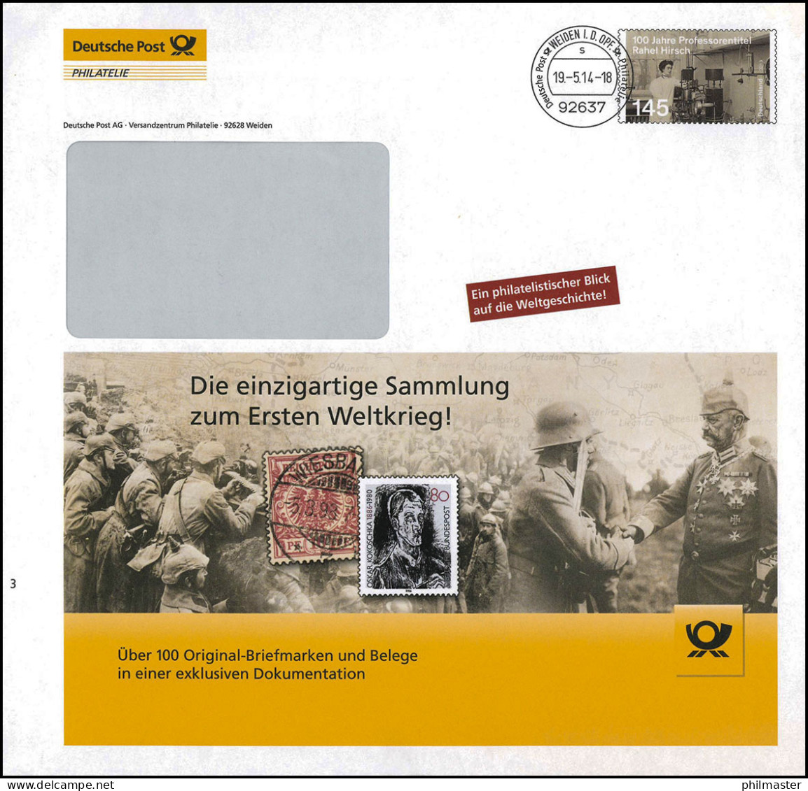 Plusbrief F 678 Rahel Hirsch 145 Cent Sammlung Erster Weltkrieg WEIDEN 19.5.14 - Enveloppes - Neuves