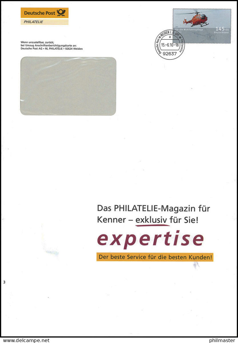 Plusbrief F 492 Wofa Hubschrauber Philatelie-Magazin - Expertise WEIDEN 15.6.10 - Umschläge - Ungebraucht