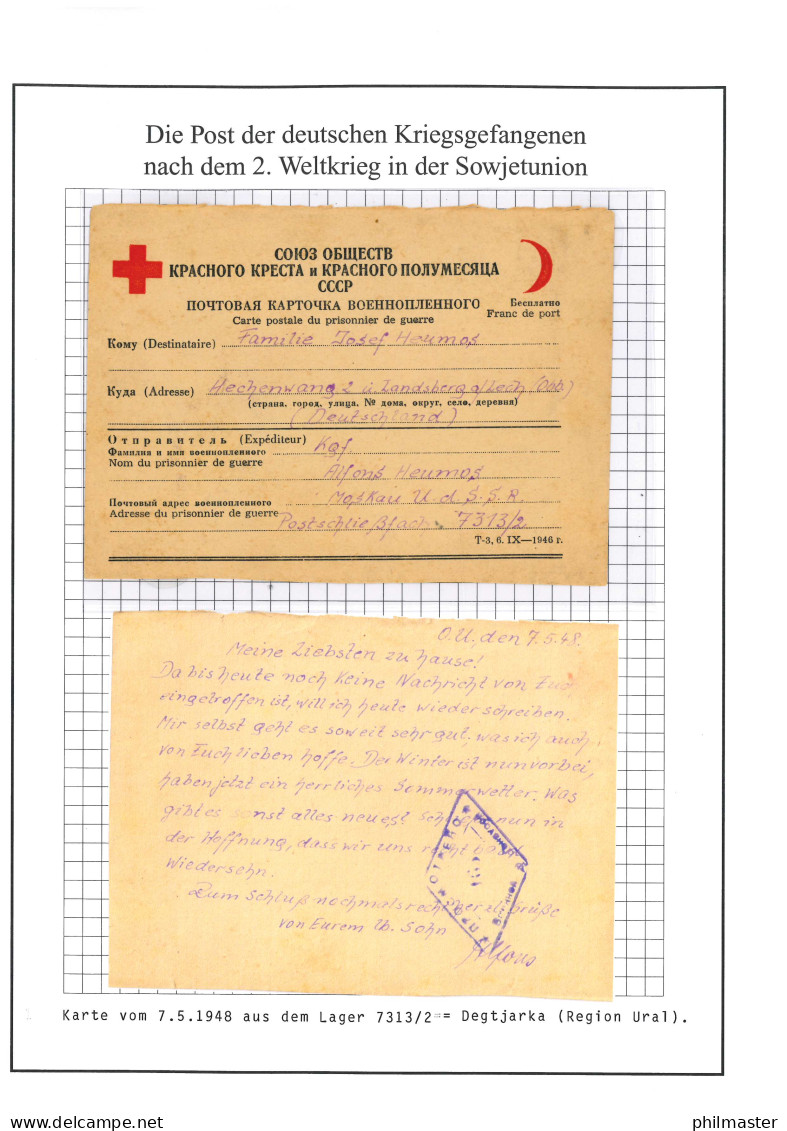 Kriegsgefangenenpost Karte Lager 7313/2 Degtjarsk UdSSR Hechenwang Vom 7.5.1948 - Feldpost 2. Weltkrieg