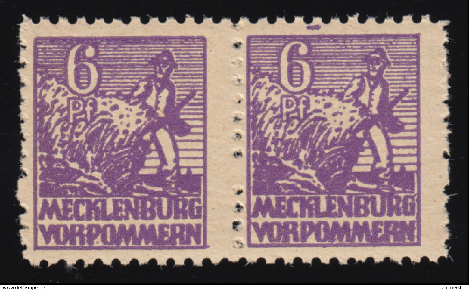 33yX Abschiedsserie 6 Pf. - Paar Mit PLF X Farbfleck Am Markenoberrand, ** - Mint