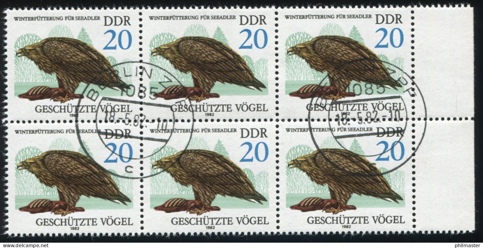 2703 Greifvögel Mit PLF Punkt Unten Im H Von GESCHÜTZTE, Feld 20, ET-O Berlin - Variedades Y Curiosidades