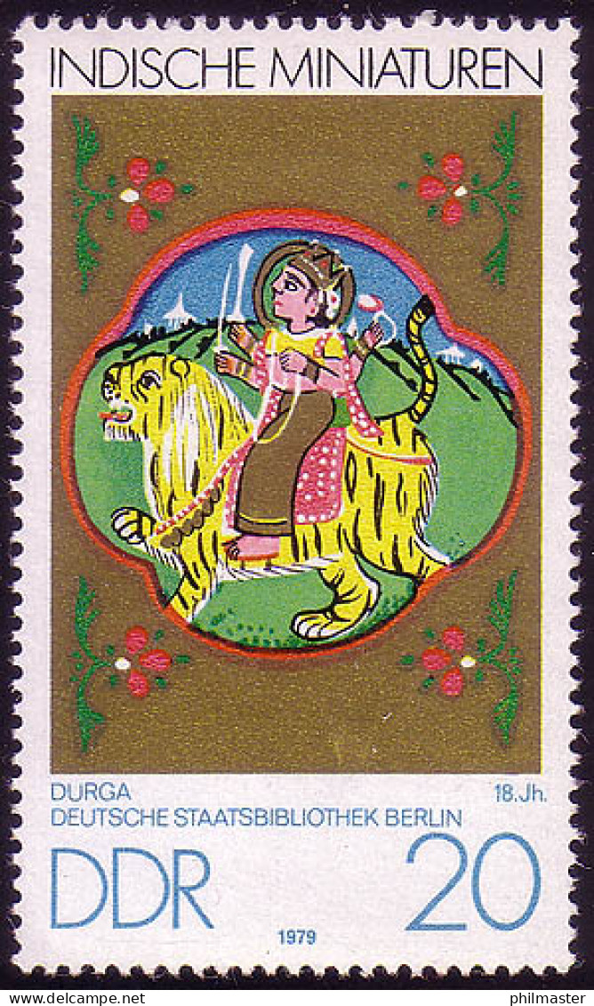 2418 Indische Miniaturen 20 Pf Durga ** - Unused Stamps