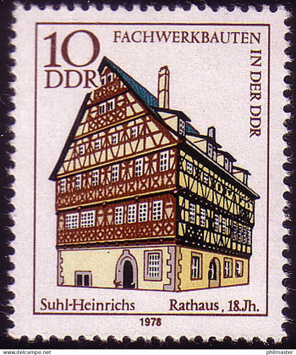 2294 Fachwerkbauten 10 Pf Rathaus Suhl-Heinrichs ** - Ongebruikt